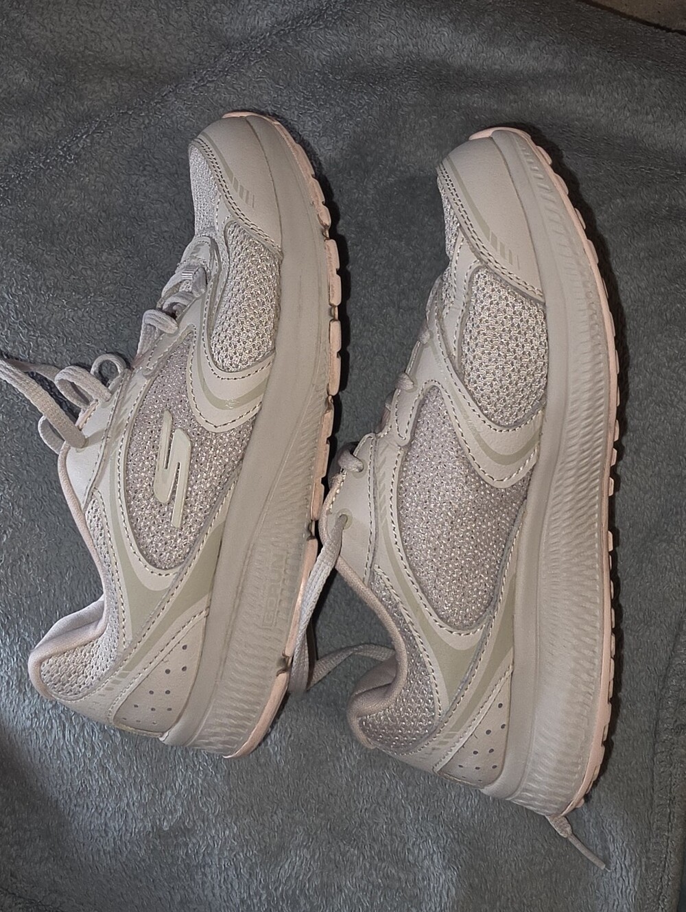 Skechers Women's Light Gray and Blush Athletic Walking Sneakers
